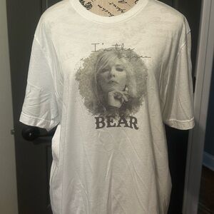 White T-Shirt with Graphic Portrait and Text